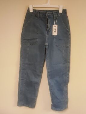 HME High Waisted Jeans Womens Size Large L Medium Wash Denim Seam Pants NWT New